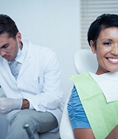 Dental patient, happy she could afford dental implants